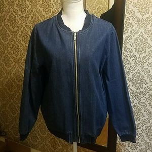 Denim bomber style light weight jacket